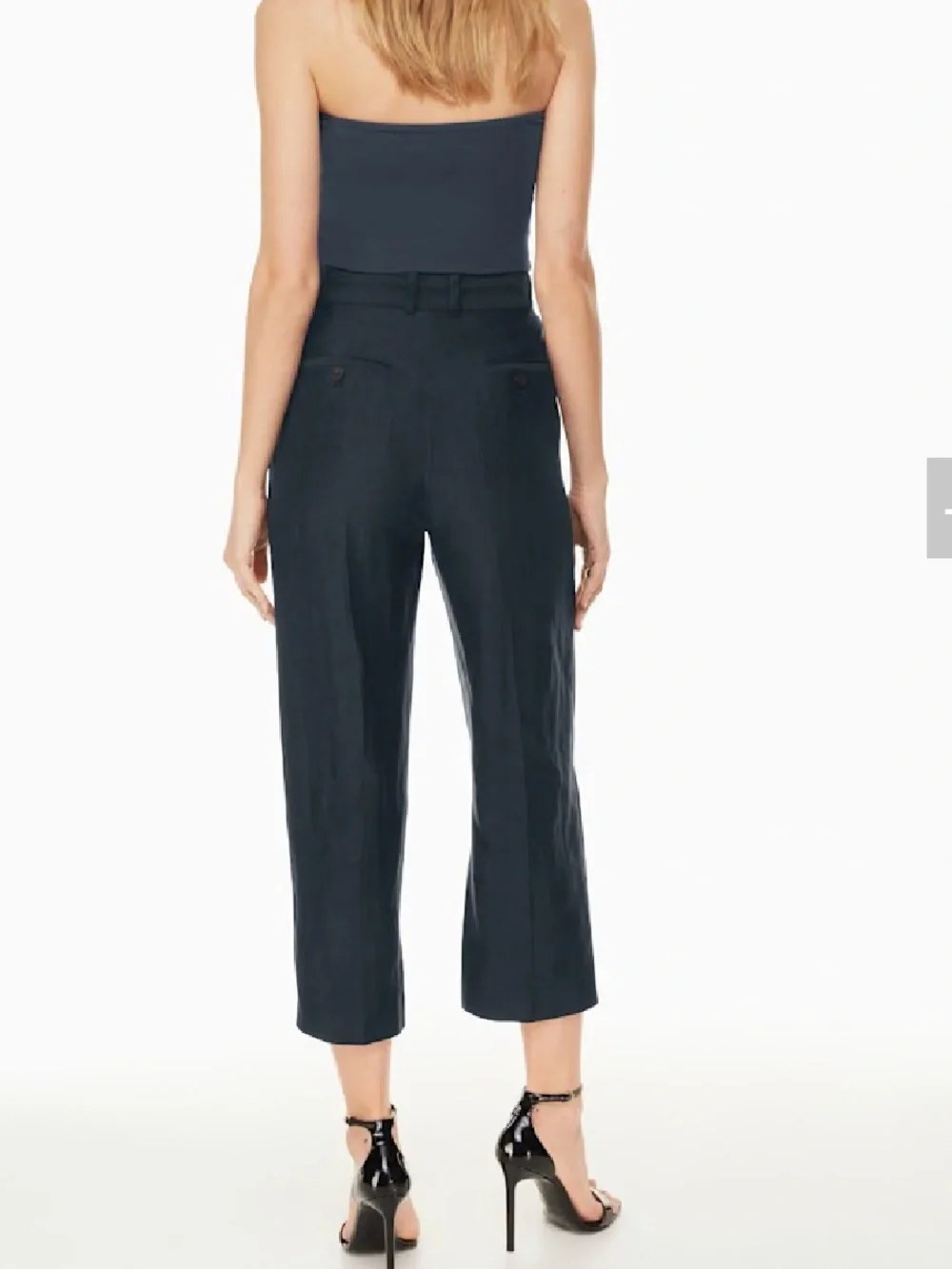 Aritzia Babaton Agency Linen Cropped Straight Leg Pants Black NWOT Size 0